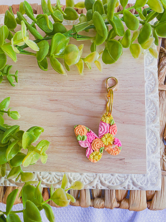 Butterfly Floral Keychain