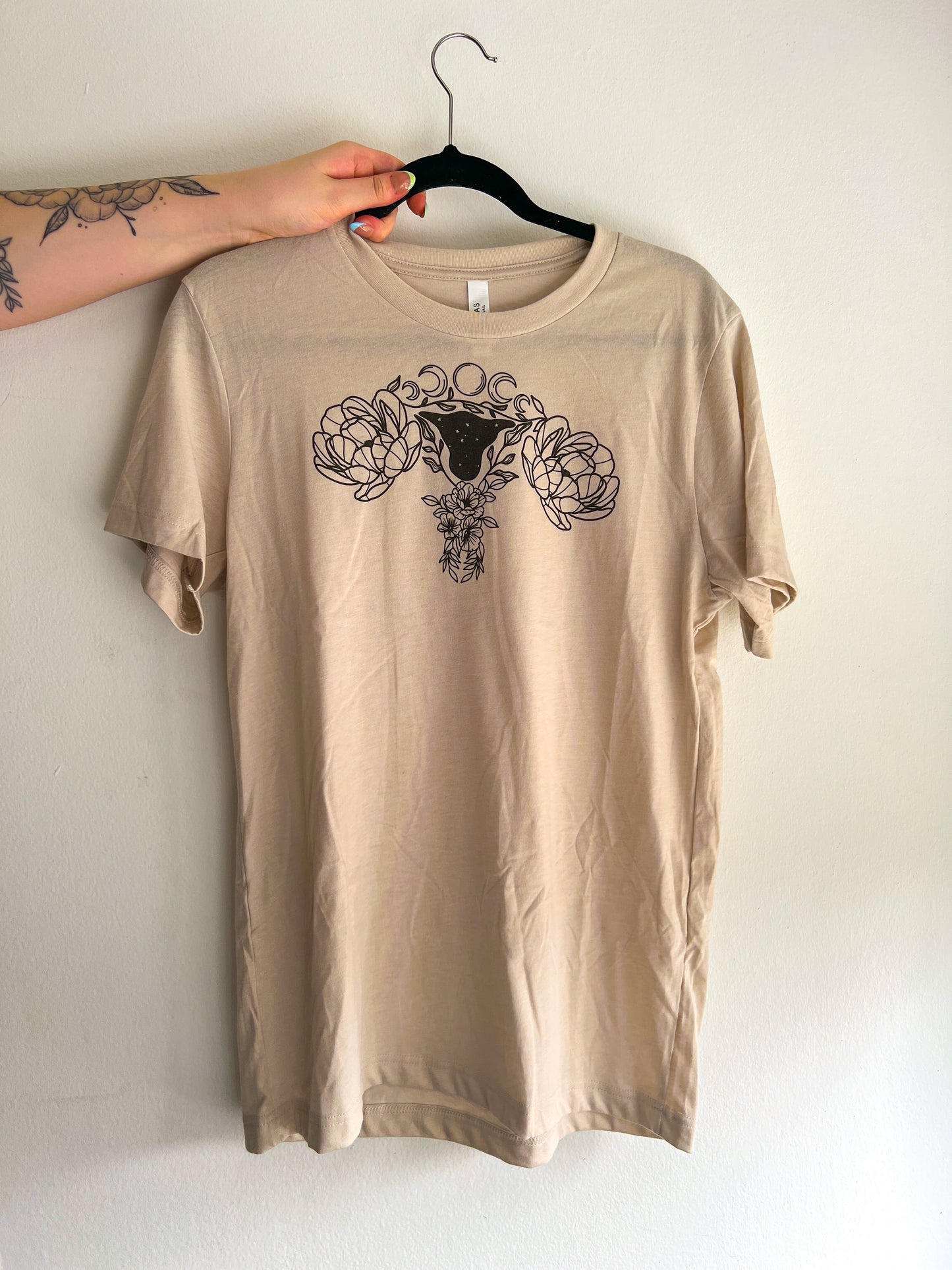 Floral and Moon Uterus T-Shirt