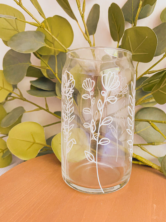 Triple Floral Beer Glass