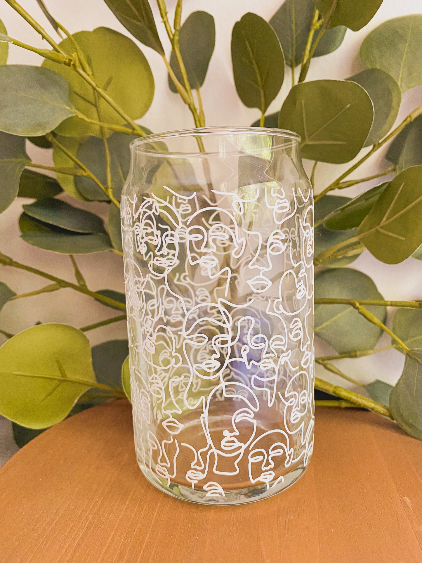 Face Lineart Beer Glass