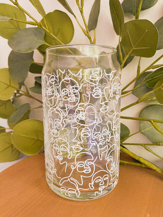 Face Lineart Beer Glass