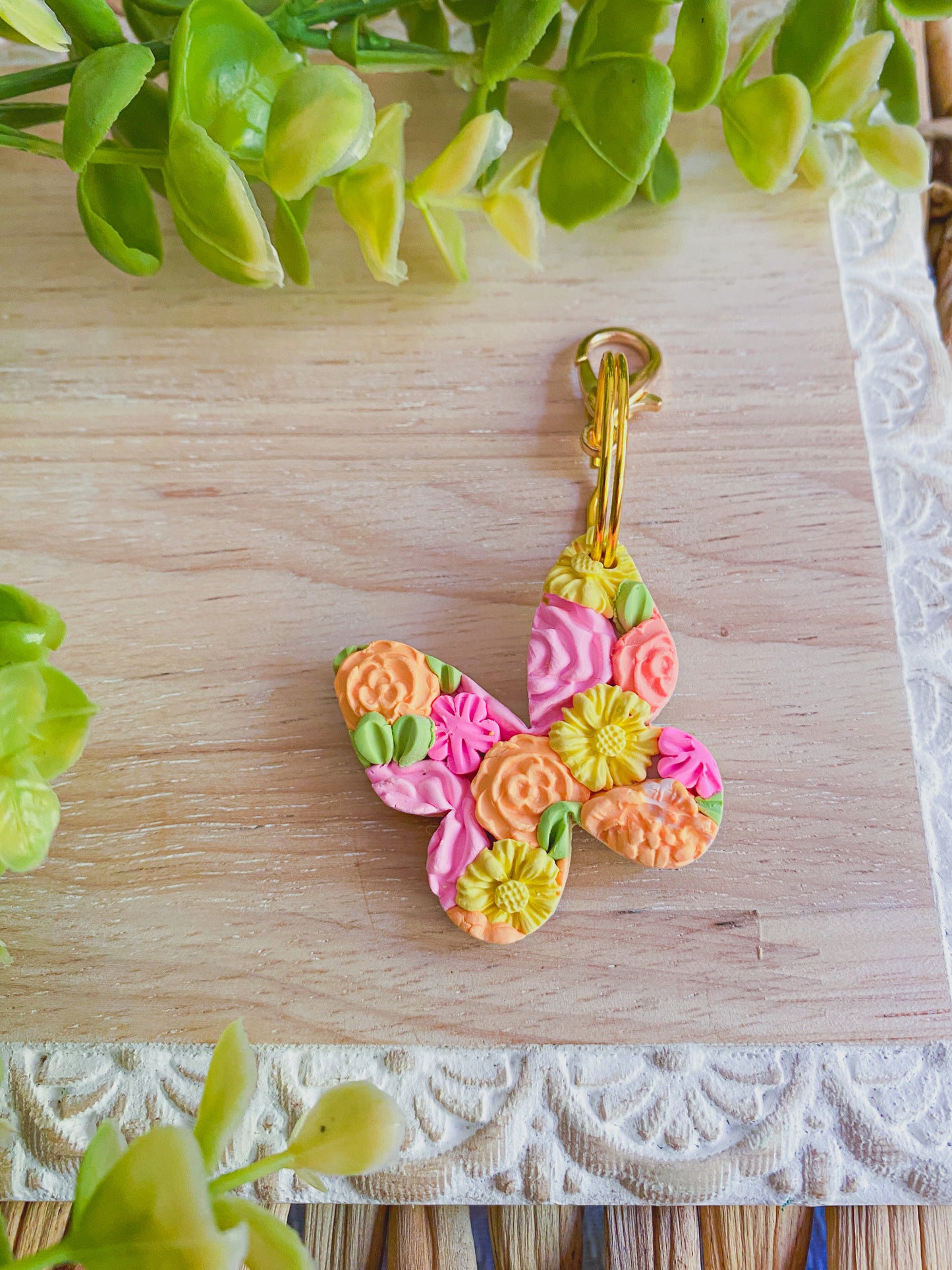 Butterfly Floral Keychain